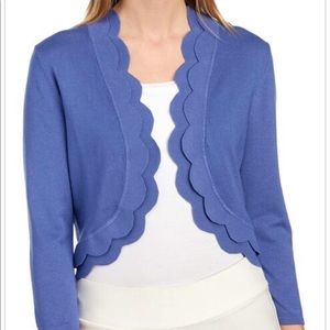 Cable And Gauge Scalloped Edge Cardigan 